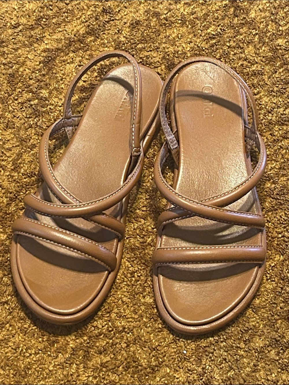 OluKai Women's Tan Multi-Strap Leather Slingback Sandals